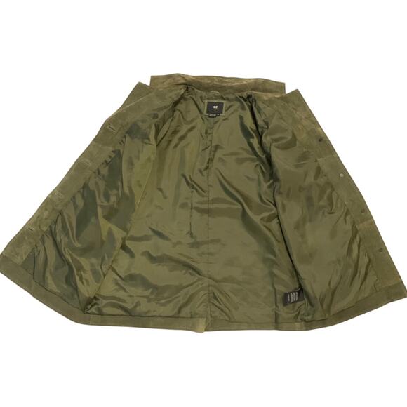 ISZ LEATHERS Womens XL Forest Green Suede Genuine Leather Button Front Jacket - Picture 4 of 13